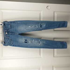American Eagle distressed patch jegging medium wash skinny jeans women's 2
